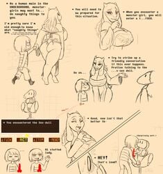 ass blush breasts busty caprine cleavage comic dialogue english_text female frisk frisky_(under(her)tail) goat huge_breasts human large_breasts male mammal parody straight text thewill toriel tutori_(under(her)tail) under(her)tail undertale undertale_fanfiction