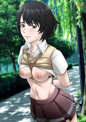 bbmbbf big_breasts blush bondage breasts female female_focus female_only lisa_mishima looking_at_viewer medium_breasts nipples no_bra palcomix slavetoon tagme tears terror_in_resonance tied_up zankyou_no_terror