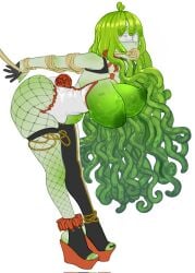 1girls abel_(x_e11e) accessory ambiguous_penetration big_breasts blindfold blindfolded breasts breasts_out colored_nails curly_hair female first_porn_of_character fishnets green_body green_hair green_nipples large_breasts leotard long_hair monster monster_girl original original_character pedicure platform_heels rope rope_bondage rope_gag slime slime_girl slime_hair slime_monster stirrup_legwear stomach_bulge x_e11e