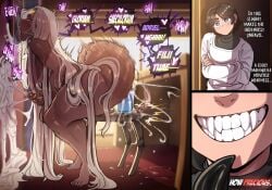2boys ahe_gao benjamin_(blackwhiplash) blackwhiplash bodily_fluids breaking_stool bwl creamy_cum cum cumshot dark-skinned_futanari excessive_cum jerking jerkingoff long_hair male masturbation orgasm_face original_character riding_dildo rippling_ass text vanitas_(blackwhiplash) watching_masturbation white_hair