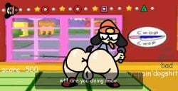 2d_animation aliasing animated anus ass ass_clapping backsack balls beanie big_butt blue_clothing blue_shirt blue_topwear canid canine clothing dialogue digital_media_(artwork) electronics english_text footwear gameplay_mechanics genitals glistening glistening_butt hat headgear headwear holding_object huge_butt looking_at_self looking_back loop male mammal microphone nxyitn open_mouth parappa parappa_the_rapper profanity red_clothing red_footwear red_shoes screencap screencap_background seamless_loop shirt shoes short_playtime solo sony_corporation sony_interactive_entertainment tail tail_motion text thick_thighs topwear twerking x_anus