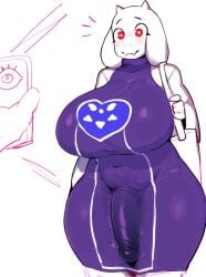 anthro big_breasts big_penis boss_monster_(undertale) bovid breasts bulge caprine clothed clothing curvy_figure detailed_bulge disembodied_hand duo flaccid fully_clothed fur genital_outline genitals goat gynomorph hi_res horn huge_breasts huge_cock humanoid_genitalia humanoid_penis hypnosis intersex mammal mind_control offscreen_character penis penis_outline red_eyes robe solo_focus thick_thighs third-party_edit tight_clothing toriel tozamtr undertale_(series) white_body white_fur wide_hips