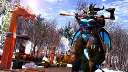 big_ass big_breasts dragon eclipse_central pose posing scalie weapon_on_shoulder