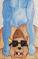 beaver doggy_style front_facing hands_on_shoulders married married_couple monster ocs sunglasses wings