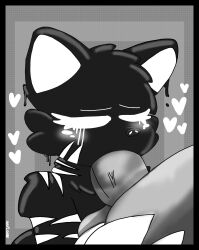 blowjob duo fellatio glowing_markings heart ombra_(piggy) penis pig piggy_(game) sentinel_(piggy) white_eyes woflgame
