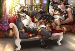abs anthro antlers asphyxiation ass ball_worship balls balls_outline belt big_balls big_butt big_hands big_penis black_body black_fur black_nose blush bodily_fluids body_worship bottomwear bracelet bulge choking choking_on_penis claws clothed clothing collar crown deer detailed_background detailed_bulge divan dripping duo emperor excessive_genital_fluids excessive_precum excessive_sweat eyebrows eyelashes facial_piercing feet femboy fingers flower foreskin fur furniture genital_fluids genital_outline genital_piercing genital_worship genitals gold_(metal) gold_bracelet gold_claws gold_jewelry gold_piercing gold_ring hair hand_behind_head hand_on_penis headgear hi_res holding_balls hooves horn huge_balls huge_cock jewelry jockstrap kbiscuitcat leaking_precum leash leash_pull leashed_collar leather leather_clothing licking male male/male mammal markings mori_redford motion_lines mule_deer murid murine muscular muscular_anthro muscular_arms muscular_chest muscular_male muscular_thighs musk musk_clouds musk_worship musky_balls musky_penis neck_bulge new_world_deer nipples nose_piercing nose_ring onomatopoeia oral oral_penetration outside paws penetration penis penis_outline penis_piercing philomaeus piercing pillar plant precum precum_drip precum_squirt precum_string rat ring_piercing rodent rogue roman royalty shirt sitting size_difference sky smile sniffing sofa sound_effects spots spotted_body sweat sweat_drip sweatdrop sweaty_abs sweaty_armpit sweaty_balls sweaty_body sweaty_butt sweaty_face sweaty_feet sweaty_genitalia sweaty_legs sweaty_thighs tail tan_body tan_fur tears teeth text thick_thighs throbbing throbbing_penis tongue topwear underwear vein wide_hips worship