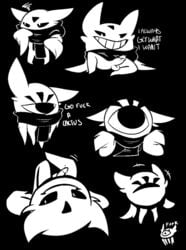 astigmatism balls black_and_white black_background male maw-vile monochrome one_eye penis precum scarf simple_background undertale video_games