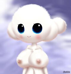 1girls 6une :) anthro blue_eyes blush breasts brown_nipples cloud cloud_humanoid cumulo cute eyelashes tan_nipples true_and_the_rainbow_kingdom watermark white_body