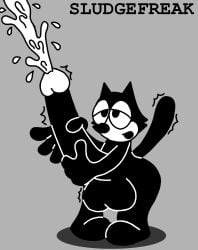 anthro big_ass big_penis black black_body black_eyes black_fur black_nose bottom_heavy cartoony crossed_eyes cum cum_face cumming dreamworks dreamworks_animation ejaculation excessive_cum feline felix_the_cat felix_the_cat_(series) half-closed_eyes huge_ass huge_balls huge_cock hyper hyper_balls hyper_cock hyper_cum hyper_genitalia hyper_penis hyper_testicles male male_only motion_lines nude orgasm orgasm_face relief sludgefreak tail thick_thighs toony universal_pictures universal_studios