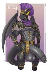 anthro armor armwear aroused balls big_balls big_penis black_body clothing dragon genitals golden_accessories grey_body headgear helmet hi_res horn hyper jewelry male male_only mature_male muscular mythological_creature mythological_scalie mythology necklace noitro penis piercing rome scalie solo tail wings yellow_eyes