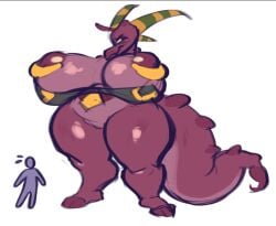 annacrazytoivo bartok_the_magnificent big_ass big_breasts breasts dragon dragon_girl dragon_horns dragon_tail female huge_breasts ludmilla_(bartok) pierced_nipples thick_tail thunder_thighs wide_hips