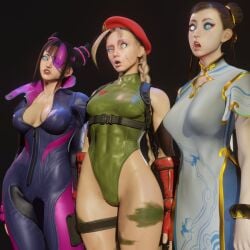 cammy_white capcom chun-li cleavage ehhypnohub female femsub hypnosis juri_han kaa_eyes leotard mind_control open_mouth street_fighter street_fighter_6 trance