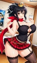 1girls ai_generated asuka_(senran_kagura) big_breasts black_hair breasts brown_eyes cleavage corset crown curvaceous curvy_female eyes female female_only headwear hourglass_figure kunoichi large_breasts light-skinned_female light_skin looking_at_viewer miniskirt ninja ramen_calentito scarf senran_kagura senran_kagura_(series) stockings thick thick_thighs voluptuous voluptuous_female wide_hips