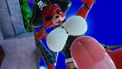 1futa big_breasts bottomless eyepatch five_nights_at_freddy's fnaf foxy_(fnaf) futanari looking_at_viewer looking_down low-angle_view peace_sign pov sloppydragons solo tagme vrchat