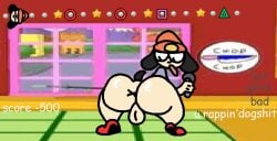 2d_animation aliasing animated anus ass ass_clapping backsack balls beanie big_butt blue_clothing blue_shirt blue_topwear canid canine clothing digital_media_(artwork) electronics english_text footwear gameplay_mechanics genitals glistening glistening_butt hat headgear headwear holding_object huge_butt looking_at_own_butt looking_at_self looking_back loop male mammal microphone nxyitn open_mouth parappa parappa_the_rapper profanity red_clothing red_footwear red_shoes screencap screencap_background seamless_loop shirt shoes short_playtime solo sony_corporation sony_interactive_entertainment tail tail_motion text thick_thighs topwear twerking x_anus