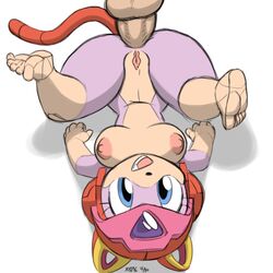 1girls 2015 anal anal_sex anthro areola balls big_breasts blue_eyes breasts curvaceous domestic_cat erect_nipples erection feline female fur furry helmet human kemono male mammal nipples nude penetration penis pink_fur polly_esther pussy samurai_pizza_cats sex tail xylas