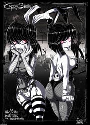 ass black_hair bunny_ears bunnysuit cleavage creepy_susie female fishnets goth gothic pale_skin shadman short_hair tagme the_oblongs thighhighs