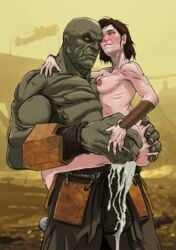 1boy 1girls animated anus areola armpits ass_grab balls_outline balls_under_clothes biting_lip blush breast_press breast_suppress brown_hair cait_(fallout) cum cum_in_pussy cum_inside cum_trail cumdrip donouaih edit erect_nipples excessive_cum fallout fallout_4 gigantic_penis gigantic_testicles green_eyes green_skin hair happy happy_sex huge_cock huge_testicles hybrid_animation hyper hyper_penis hyper_testicles interspecies medium_breasts monster muscular muscular_female mutant nipples overflow pale_skin penis perky_breasts pleasure_face renx short_hair size_difference strong_(fallout) super_mutant suspended_congress upright_straddle veins veiny_balls veiny_penis