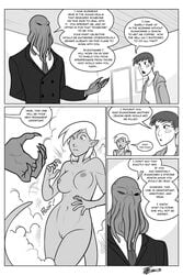 boss camille comic cthulhu cthulhu_mythos demon demon_girl human literature monochrome monster monster_girl mythos nat nat_dewitt pointy_ears tomboy zet13