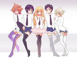 5boys androgynous atsushi_toushirou black_stockings crossdressing femboy girly gokotai gotou_toushirou grey_stockings male_only midare_toushirou nightcat_(artist) short_shorts shorts skinny_male skirt stockings tagme touken_ranbu trap white_stockings yagen_toushirou