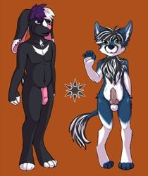 2015 anthro balls duo erection fur hair ivory-raven kalili_youngblood lagomorph male male_only mammal navel nude penis rabbit skunk standing viridian_dawn