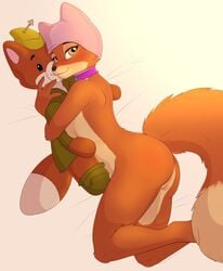 2015 anthro blush breasts brown_fur brown_nose canine clothed clothing disney doll female female_only fluffy_tail fox fur looking_at_viewer maid_marian mammal nude orange_fur penetration pinup plushie pose pussy robin_hood_(character) robin_hood_(disney) saetia sideboob solo vaginal_penetration