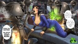 1girls bethesda_softworks black_hair blowjob bodysuit breasts computer doggy_style electronics english_text fallout fallout_(series) fallout_4 fellatio female femsub green_eyes hair hizzacked human jumpsuit kneeling mr._handy oral pip-boy rape robot robot_boy runny_makeup sex_machine spitroast tears text tight_clothing torn_clothes url vault_dweller vault_girl vault_meat vault_suit watermark wristwear