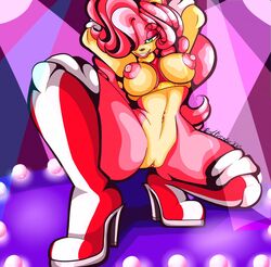 1girls 2015 amy_rose anthro areola big_breasts bimbo breasts erect_nipples female hair_over_one_eye hedgehog mammal nipples pink_hair pussy redfirestar solo sonic_(series) stripper