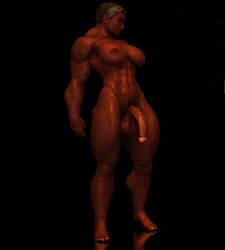 1futa 3d barefoot dark-skinned_futanari dark_skin full-length_portrait full_length futa_only futanari hair intersex muscle muscular_futanari nude portrait short_hair solo solo_futa squarepeg3d standing wicked_works