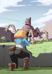 ass ass_focus automatic_giraffe big_ass blonde_hair breath_of_the_wild bubble_butt guardian_(zelda) huge_ass leggings princess_zelda tears_of_the_kingdom the_legend_of_zelda zelda_(tears_of_the_kingdom)