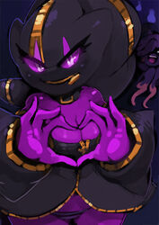 banette bittenhard breasts cleavage looking_at_viewer mega_banette mega_evolution mismagius nintendo pokémon_(species) pokemon pokemon_(species) purple_skin