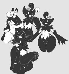 2boys aintsmart anthro crown dumbun erection femboy huge_cock male male/male male_anthro male_only monochrome nintendo original original_character penis pokémon_(species) pokemon pumpkaboo rabbit