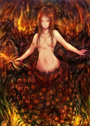 1girls censored chaos_witch_quelaag colorsang dark_souls demon female female_only fromsoftware hair_over_breasts kara_(color) monster_girl solo spider_girl