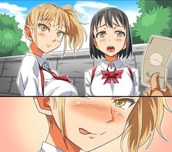 akushizu blonde_hair female human money pointy_chin pov prostitution school_girl school_uniform schoolgirl yellow_eyes