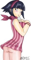 alpha_channel ass cosplay female female_only for_sticker_use human hyuuga_hinata lazytown naruto naruto_(classic) no_panties png sasori-sanin skirt_lift solo sticker_template transparent_background transparent_png