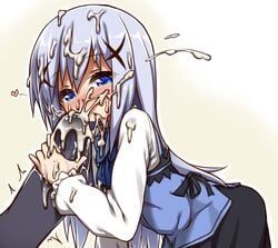 blue_eyes blue_hair bukkake chino_kafuu cum fellatio female human is_the_order_a_rabbit? long_hair male oral rutsubo straight uncensored