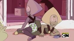 amethyst_(steven_universe) boxer_shorts cartoon_network clothing female gem_(species) gem_shapeshifting log_date_7_15_2_(steven_universe) peridot_(steven_universe) shorts smooth_skin steven_universe tagme underwear zone