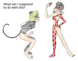 1boy adrien_agreste cat_noir imminent_sex ladybug_(character) male marinette_cheng marinette_dupain-cheng mask miraculous_ladybug moistythirst penis straight straight_hair