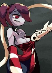 1boy animated ass big_ass female leviathan_(skullgirls) red_eyes skullgirls squigly zombie