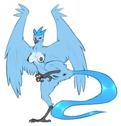 anthro anthrofied anus articuno avian beak breasts claws crobat_(artist) digitigrade feathers female furry furry_only hi_res legendary_pokemon nintendo nude on_one_leg pokémon_(species) pokemon pokemon_(species) pussy red_eyes simple_background solo video_games white_background wide_hips