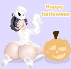 1girls adorable artist_upload ass ass_bigger_than_head ass_crack ass_grab ass_up batora1605131 batoraushiromiya boruto:_naruto_next_generations cute cute_face dress_lift female female_focus female_only ghost_costume halloween high_quality highres huge_ass huge_butt huge_thighs looking_at_viewer mask naruto_(series) open_mouth pumpkin self_upload shortstack socks tagme uzumaki_himawari young