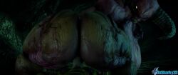 1boy 1girls 3d_animation animated baron_of_hell_(doom) baroness_of_hell big_ass dasharky3d demon_girl doom female giantess huge_ass looking_at_viewer looking_back male monster monster_girl pov reverse_cowgirl_position sound tagme video