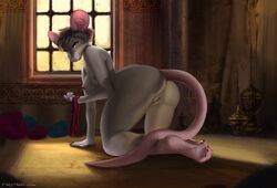 2016 anthro ass female furstang looking_at_viewer mammal nude pussy rat rodent smile solo