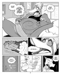 2025 anal anal_vore anthro anti_dev avian barefoot bird black_clothing black_shirt black_tank_top black_topwear blowing_smoke bodily_fluids circumcised clothing comic corey_cottonmouth crew_(anti_dev) dialogue digital_drawing_(artwork) digital_media_(artwork) duo english_text erection feet genitals greyscale group hi_res humanoid_feet humanoid_genitalia humanoid_penis internal junji_ito_(copyright) kicking_door lizard male male/male monochrome name_drop name_in_dialogue nervous nervous_sweat open_mouth parody penis picid pileated_woodpecker plantigrade pointy_speech_bubble profanity questionable_consent reptile scalie shirt shocked smoke smoke_from_mouth snake soles sound_effects speech_bubble stomach_bulge sweat tank_top text topwear trio uzumaki vore whitaker_(anti_dev) woodpecker