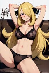 cynthia (pokemon) from pokemon by drspiceart