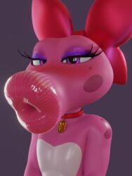 1other 3d 3d_(artwork) 3d_model :o accessory ambiguous_gender anthro anthro_only athletic athletic_anthro bare_arms bare_back bare_chest bare_shoulders bare_skin bedroom_eyes big_lips birdo blush blush_lines blushing_at_viewer blushing_profusely collar digital_media_(artwork) dinosaur exposed exposed_shoulders exposed_torso eyelashes eyeshadow fit flat_chest flat_chested front_view glistening glistening_body glistening_eyes glistening_skin grey_background half-closed_eyes hi_res humanoid lips lipstick looking_at_viewer makeup mario_(series) mascara narrowed_eyes neckwear nintendo no_bra no_humans no_underwear pink_body pink_lips pink_lipstick pink_skin plump_lips purple_eyes purple_eyeshadow red_collar red_ribbon reptile reptile_humanoid ribbon scalie scalie_humanoid seductive seductive_eyes seductive_look seductive_mouth sexy sexy_body shiny_body shiny_skin simple_background smooth_skin thick_lips topless topless_anthro two-tone_body two-tone_skin upper_body white_body white_sclera white_skin wyerframez
