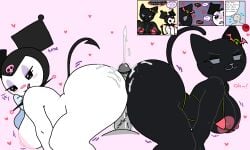 2025 2girls akuro_(hello_kitty) anon arguing assjob big_ass big_breasts big_butt bikini breasts buttjob cassettedream cat_ears cat_tail comic cum cum_on_ass cum_on_body devil_tail dialogue digital_media dream-cassette exposed_nipples female heart_symbol hello_kitty_(series) hoshime insult kuromi male mimmy_white moaning penis sanrio smug speech_bubble tagme text thick_thighs