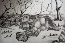 1girls anus anus_peek artist_name artist_signature blood blood_on_face blood_on_nose bruise bruised closed_eyes digital_media_(artwork) equine equine_tail feathered_wings female forest hooves kidnapped laying_down laying_on_ground my_little_pony pegasus pony pussy pussy_peek sketch tail tail_piercing tied_legs tied_up tied_wings tlen_borowski tlen_borowski_(oc) traditional_media_(artwork) trees unconscious wings