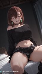 1girls ai_generated ayase_momo big_breasts black_lips black_lipstick breasts brown_hair clothed clothed_female curvy curvy_body curvy_female dandadan dreamyan_ai female female_focus female_only goth goth_girl gothic hi_res high_quality high_resolution highres large_breasts legs legs_apart legs_spread looking_at_viewer makeup momo_ayase on_bed red_eyes seductive seductive_eyes seductive_look seductive_mouth seductive_pose seductive_smile short_hair sitting smile smiling solo solo_female solo_focus spread_legs thick_ass thick_thighs thighs uncensored
