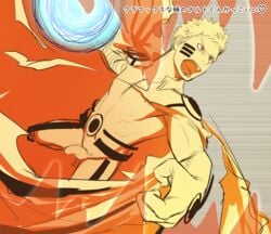 1boy aura fighting glowing itto_(mentaiko) male male_only naruto penis short_hair solo text translation_request uzumaki_naruto